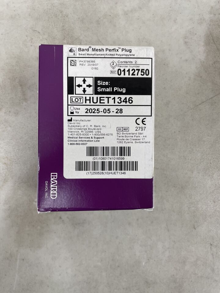 112750 - BARD - PerFix Plug, Small, 2.5 x 3.4 cm, (BX/2) - ( Expiry Date: 2025-05-28 )