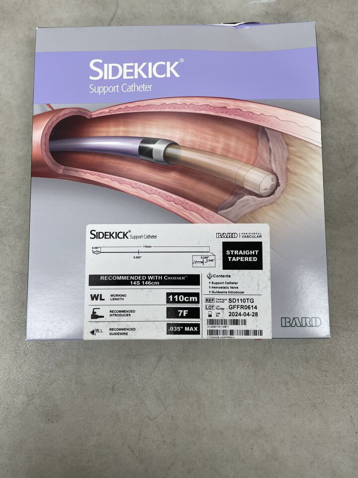 SD110TG - BARD - sidekick support catheter straight tapered 110cm x 7f x .035" max, (BX/1) - ( Expiry Date: 2024-04-28 )