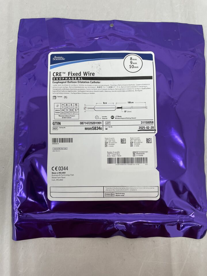 5834 - BOSTON SCIENTIFIC - CRE Fixed Wire Balloon Dilatation Catheter - Esophageal - 8mm x 9mm x 10mm, (EA) - ( Expiry Date: 2025-02-28 )
