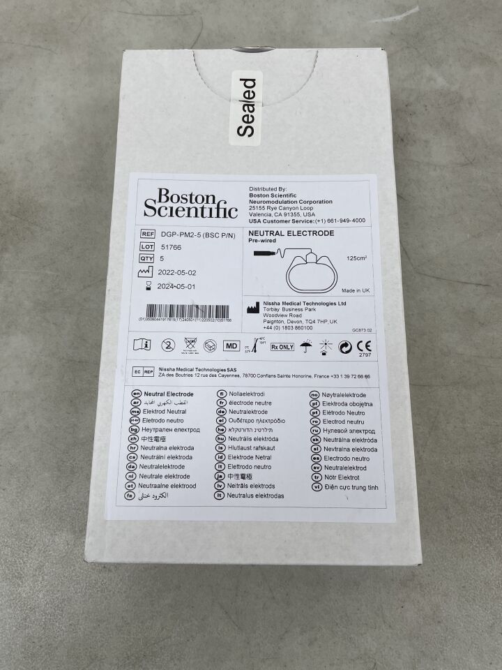 DGP-PM2 - BOSTON SCIENTIFIC - Neutral Electrode Pre-Wired 125cm, (BX/5) - ( Expiry Date: 2024-05-01 )