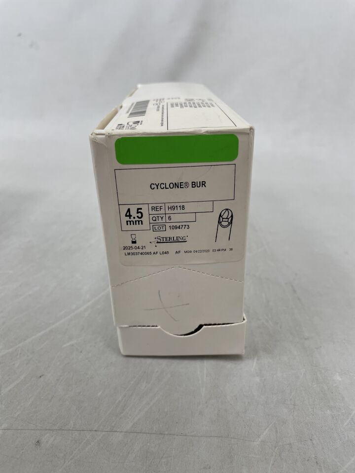 H9118 - CONMED - 4.5mm STERLING CYCLONE BUR, 6 EA, (BX/6) - ( Expiry Date: 2025-04-21 )
