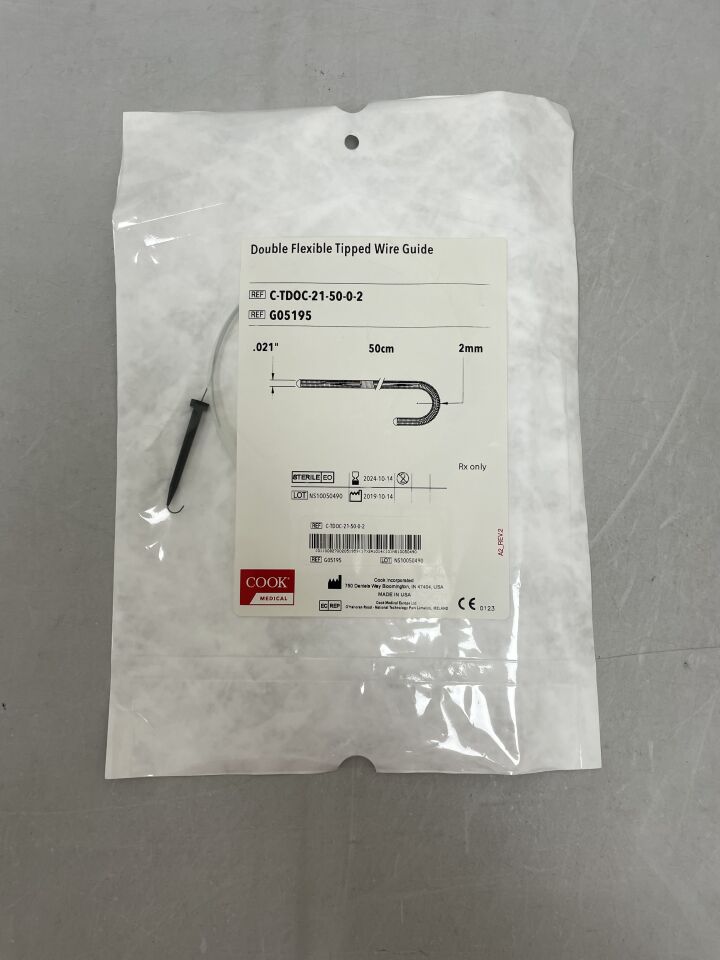 G05195 - COOK - Double Flexible Tipped Wire Guide: 0.021" x 50cm, 2mm, (EA) - ( Expiry Date: 2024-10-14 )