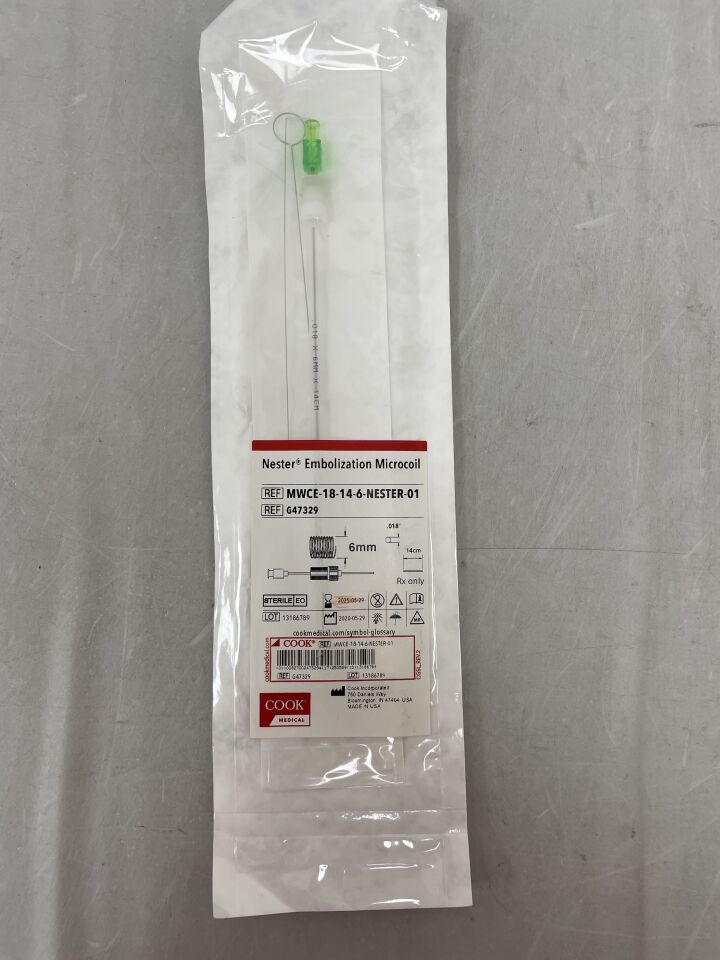 G47329 - COOK - Nester Embolization Microcoil- .018" x 14cm x 6mm, (EA) - ( Expiry Date: 2025-05-29 )
