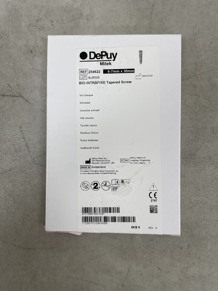 254622 - DEPUY - Biointrafix Bioabsorbable TCP/PLA Tapered Screw, 6 to 7 dia. x 30 mm, (BX/1) - ( Expiry Date: 2025-01-31 )