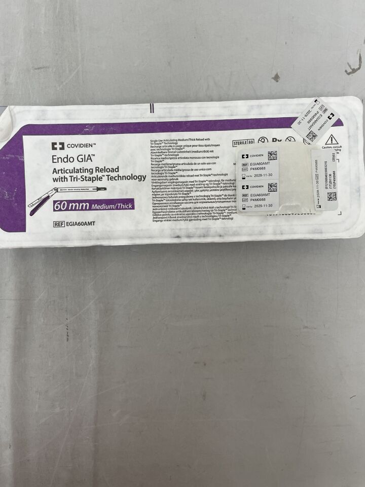 EGIA60AMT - COVIDIEN - Endo GIA 標準尖端中/厚組織可彎曲縫合器替換裝，紫色，60 毫米尺寸，（EA）-（有效期至：2029-11-30）