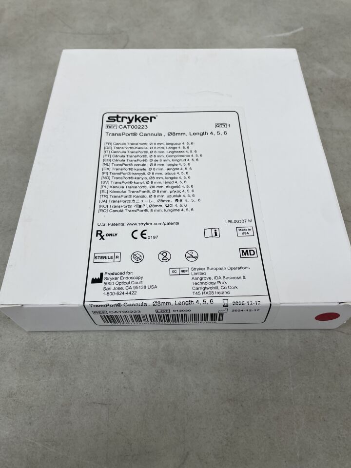 CAT00223  -  STRYKER  -  TransPort Cannula 8mm, Length 4,5,6 , ( BX/1 )  -  ( Expiry Date : 2026-12-17 )