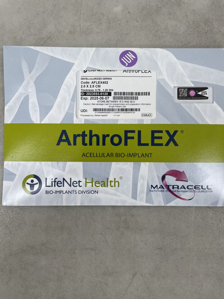 AFLEX402 - LIFENET HEALTH - ArthroFlex Acellular Bio-Implant Decellularized Dermis, 2 x 2.5cm, () - ( Expiry Date: 2025-06-07 )