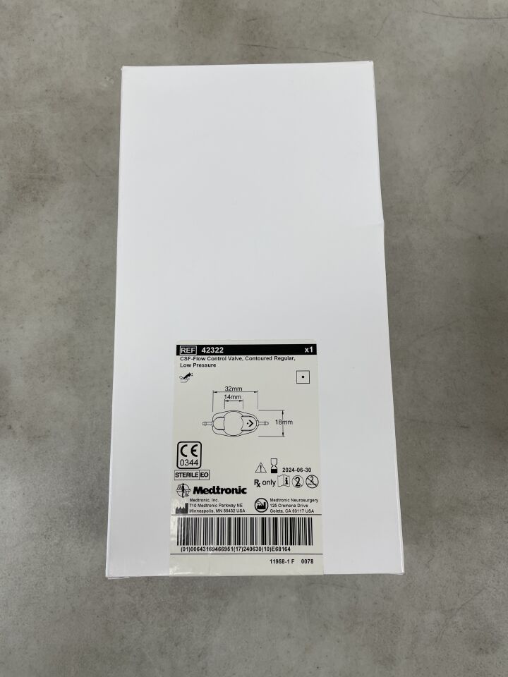 42322 - MEDTRONIC - Non-Adjustable CSF-Flow Control Valve, Contoured Regular, Low Pressure, (BX/1) - ( Expiry Date: 2024-06-30 )