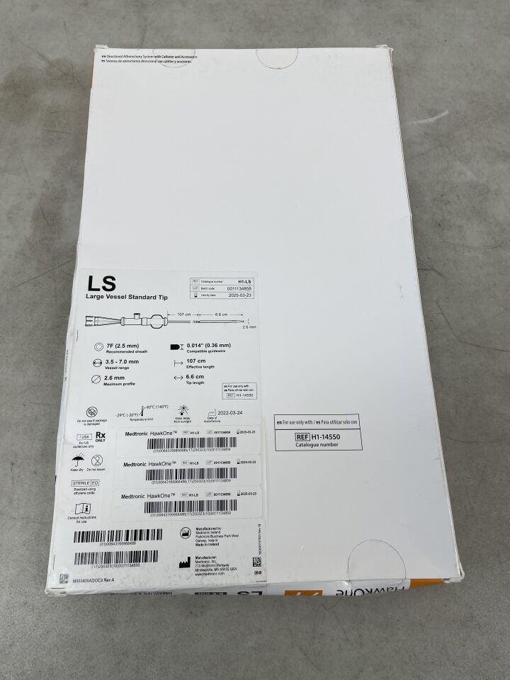 H1-LS - MEDTRONIC - ev3 HawkOne LS Standard Tip Directional Atherectomy System, (BX/1) - ( Expiry Date: 2025-03-23 )