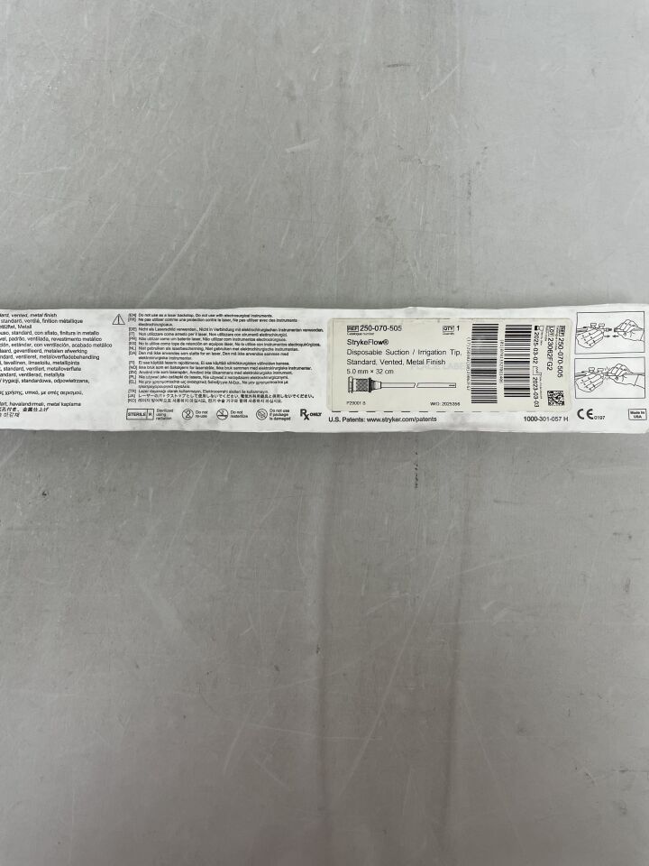 0250-070-505 - STRYKER - StrykeFlow Disposable 5mm x 32cm Regular Tip, Vented, Metal Finish, (EA) - ( Expiry Date: 2025-03-02 )