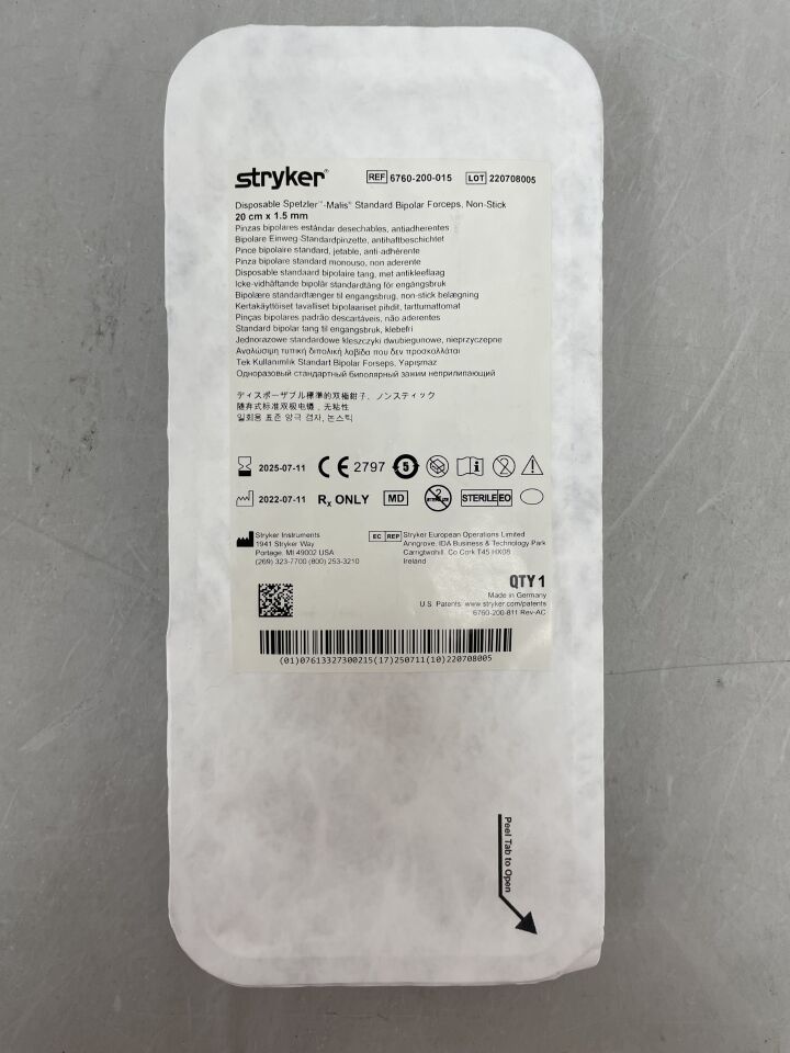 6760-200-015 - STRYKER - Standard Bipolar Forceps, 1.5 mm Tip Size, (EA) - ( Expiry Date: 2025-07-11 )