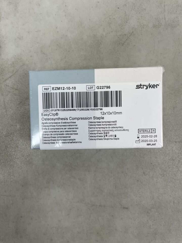 EZM12-10-10 - STRYKER - EasyClip Bicortical Staple, 12mm, 10-10mm, (BX/1) - ( Expiry Date: 2025-02-28 )