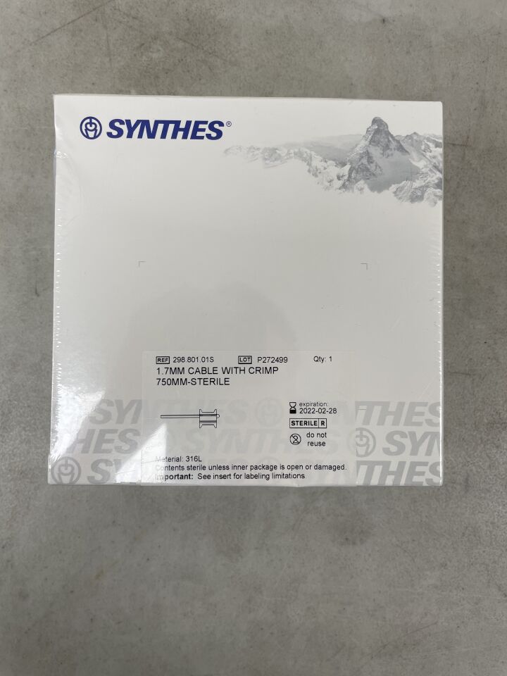 298.801.01S - SYNTHES - 1.7mm cable with crimp, 750mm, (BX/1) - ( Expiry Date: 2022-02-28 )