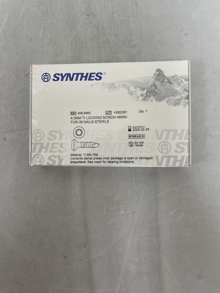 458.848S - SYNTHES - 4.0mm ti locking screw 48mm- for im nails, (BX/1) - ( Expiry Date: 2025-02-28 )