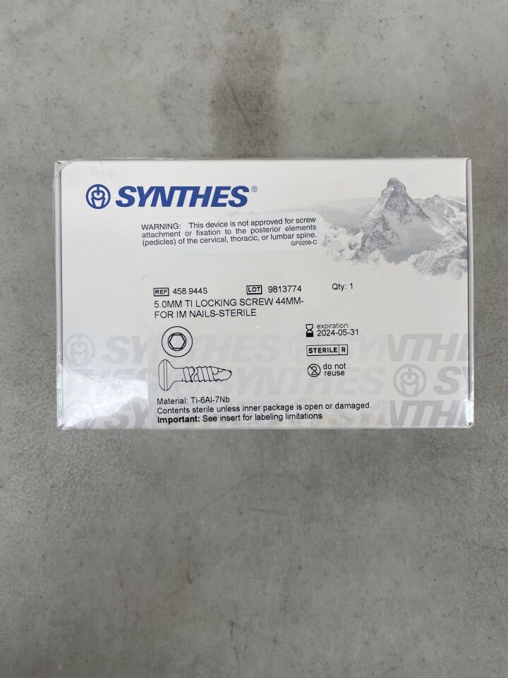 458.944S - SYNTHES - 5.0mm ti locking screw 44mm- for im nails, (BX/1) - ( Expiry Date: 2024-05-31 )