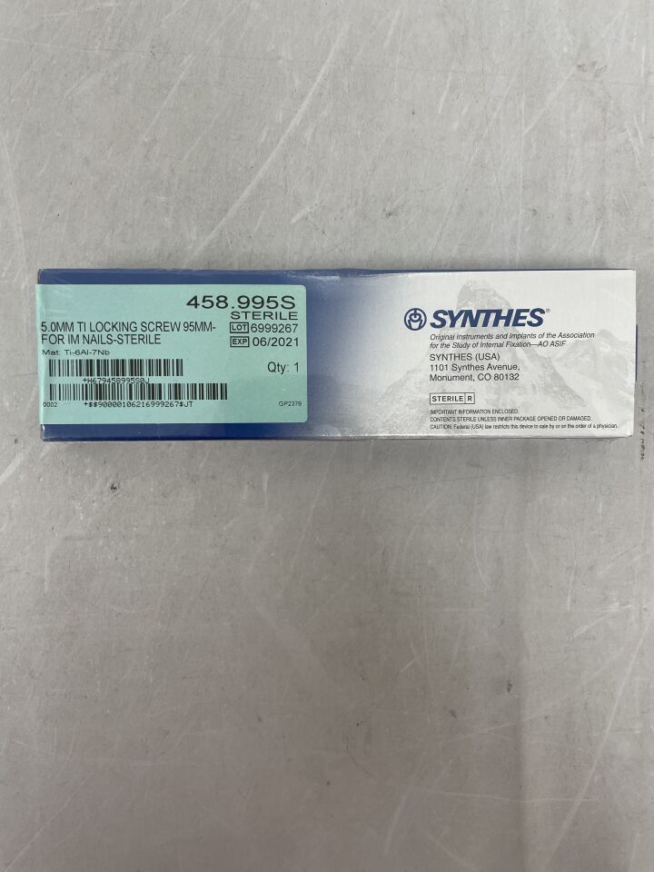 458.995S - SYNTHES - 5.0mm ti locking screw 95mm- for im nails, (BX/1) - ( Expiry Date: 2021-06-01 )