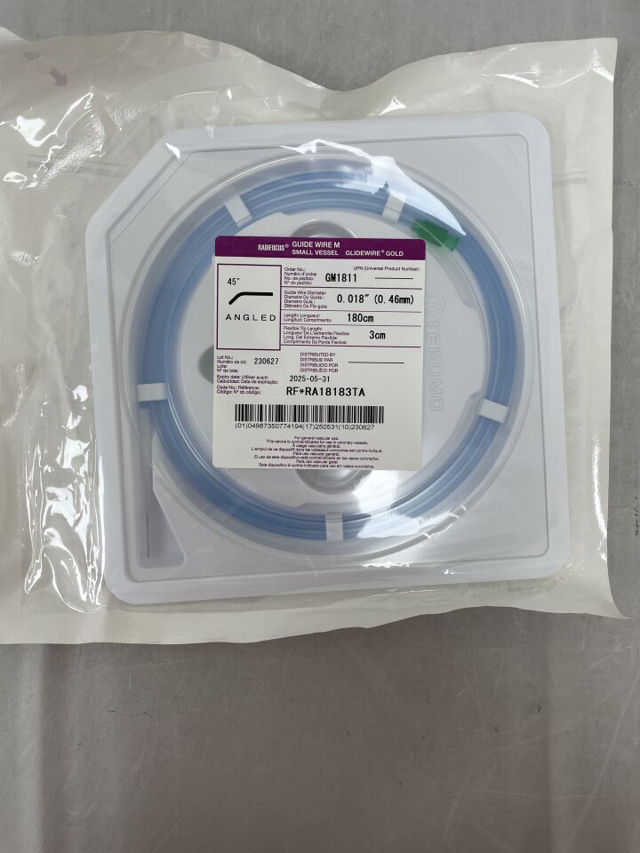 GM1811 - TERUMO - Radifocus Guide Wire M - Small Vessel Glidewire Gold - 45 Degree Angled - .018" x 180cm x 3cm
, () - ( Expiry Date: 2025-05-31 )