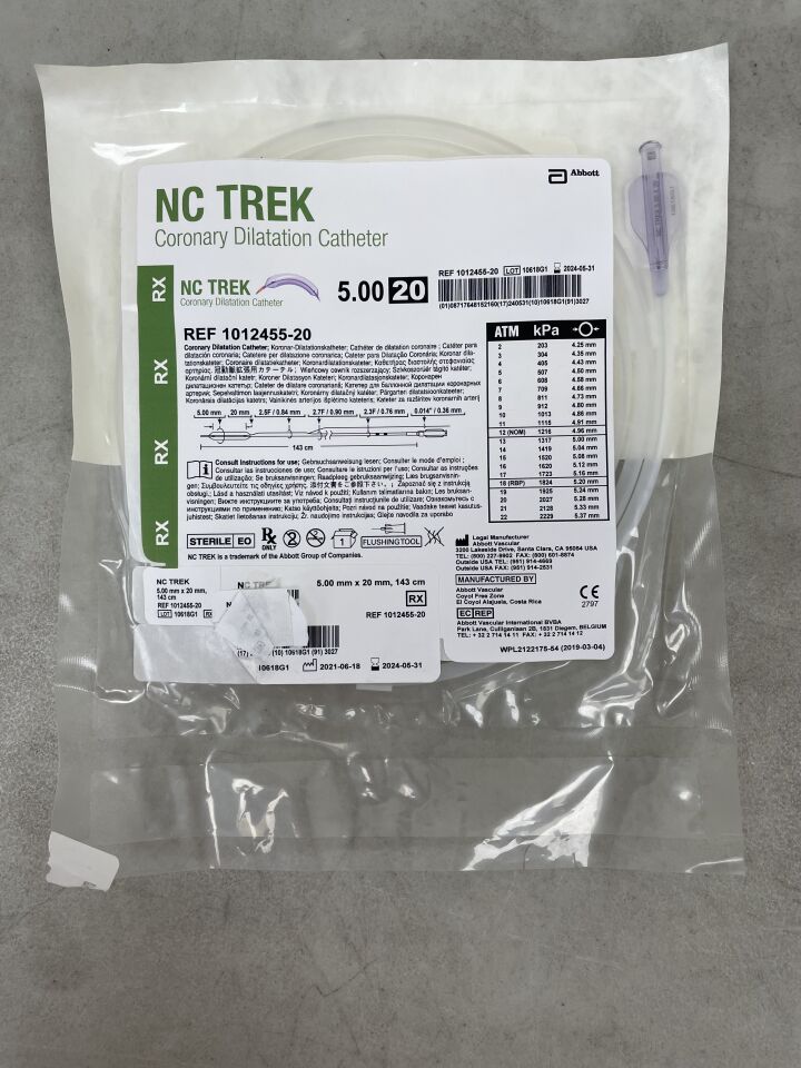 1012455-20 - ABBOTT - NC TREK Coronary Dilatation Catheter - RX - 5.00mm x 20mm, (EA) - ( Expiry Date: 2024-05-31 )