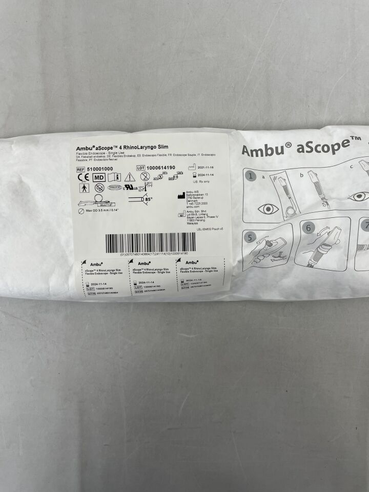 510001000 - AMBU - aScope 4 RhinoLaryngo Single-Use Slim Flexible Endoscope, 3 mm Insertion Cord Diameter, (EA) - ( Expiry Date: 2025-04-17 )