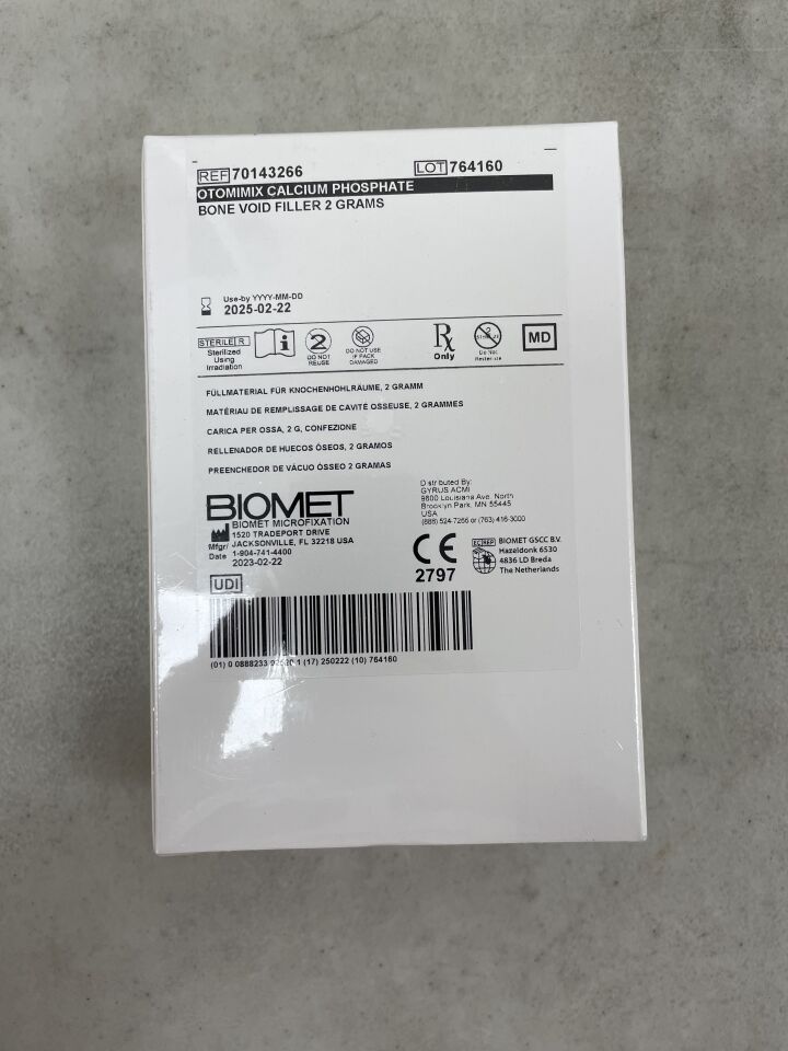 70143266 - BIOMET - Otomimix Calcium Phosphate Bone Void Filler 2 Grams, (BX/1) - ( Expiry Date: 2025-02-22 )