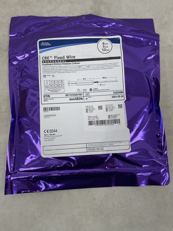 5834 - BOSTON SCIENTIFIC - CRE Fixed Wire Balloon Dilatation Catheter - Esophageal - 8mm x 9mm x 10mm, (EA) - ( Expiry Date: 2024-05-02 )