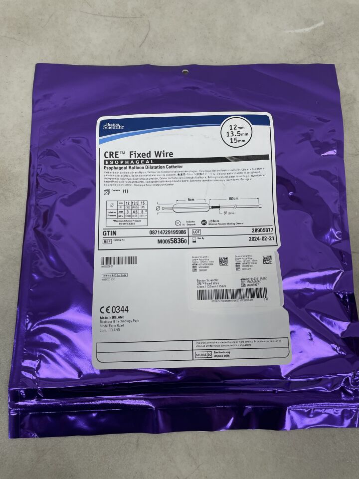5836 - BOSTON SCIENTIFIC - CRE Fixed Wire Balloon Dilatation Catheter - Esophageal - 12mm x 13.5mm x 15mm, () - ( Expiry Date: 2024-02-21 )