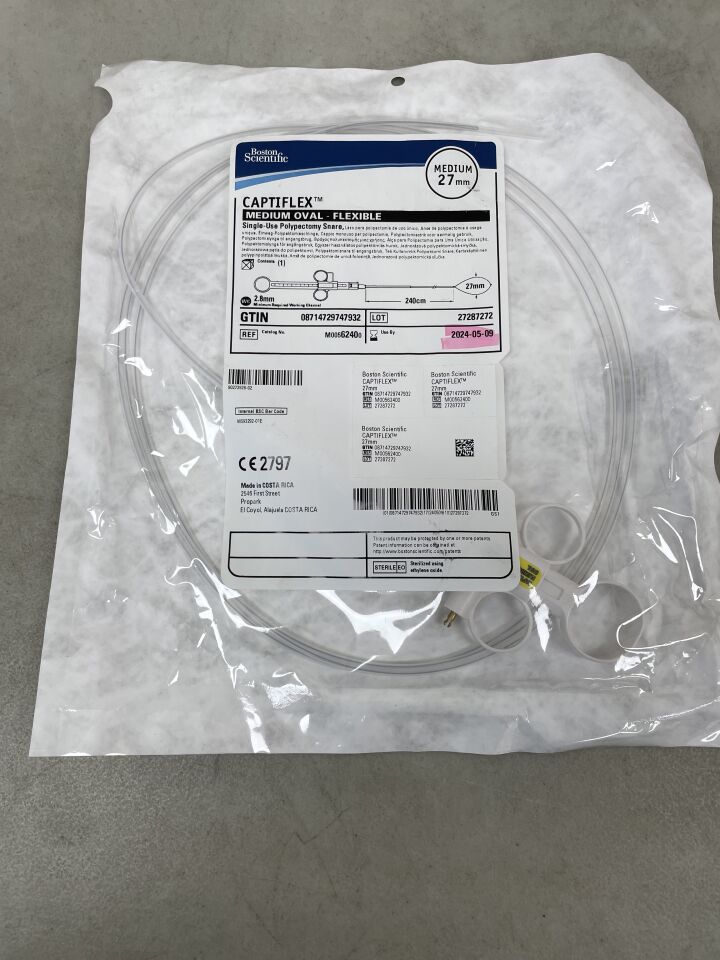 6240 - BOSTON SCIENTIFIC - Captiflex Single-Use Polypectomy Snare - Medium Oval/Flexible - 27mm x 240cm, (EA) - ( Expiry Date: 2024-05-09 )