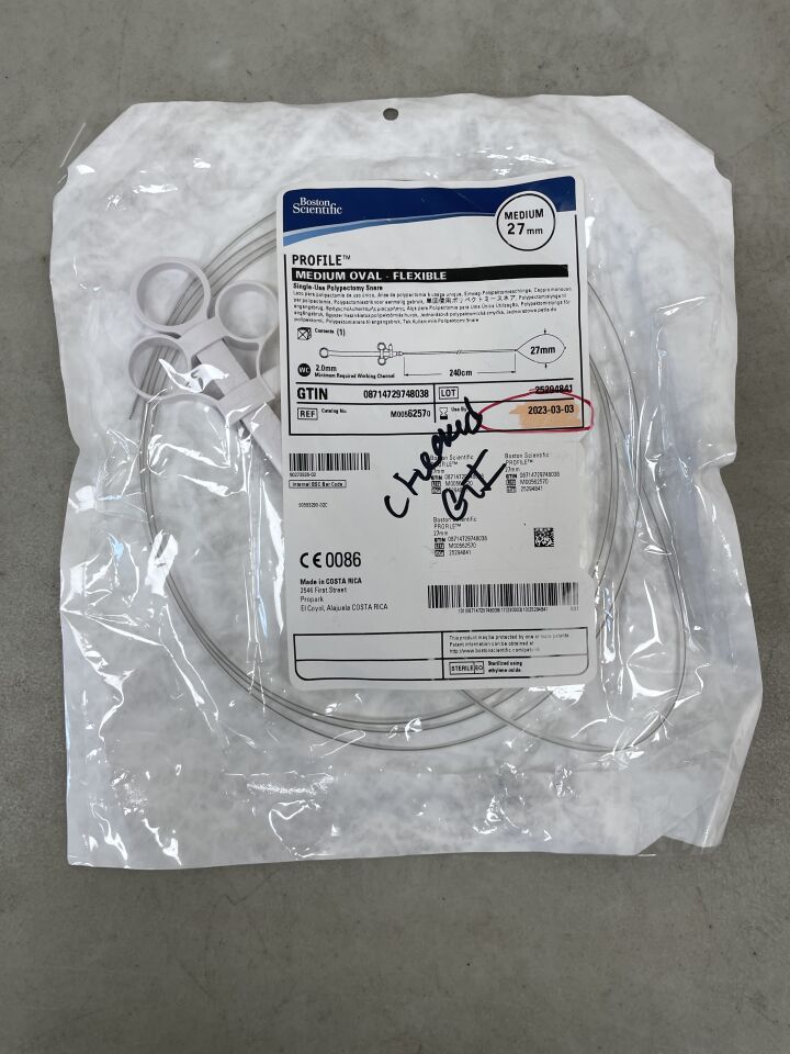 6257 - BOSTON SCIENTIFIC - PROFILE Single-Use Polypectomy Snare - Medium Oval, Flexible - 27mm, (EA) - ( Expiry Date: 2023-03-03 )