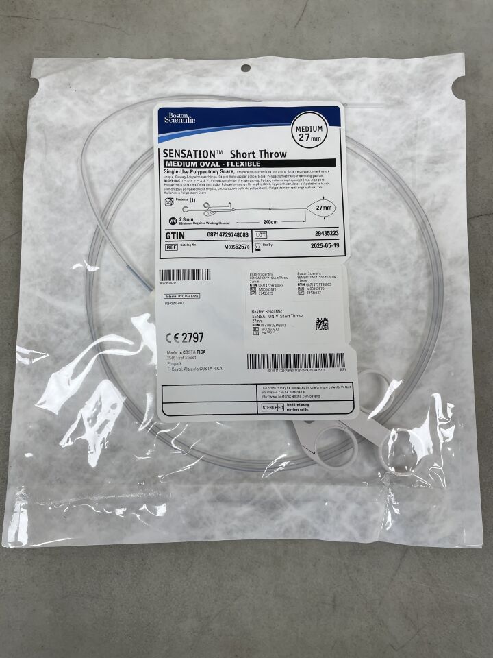 6267 - BOSTON SCIENTIFIC - SENSATION Short Throw Single-Use Polypectomy Snare - Medium Oval, Flexible - 27mm, (EA) - ( Expiry Date: 2025-05-19 )