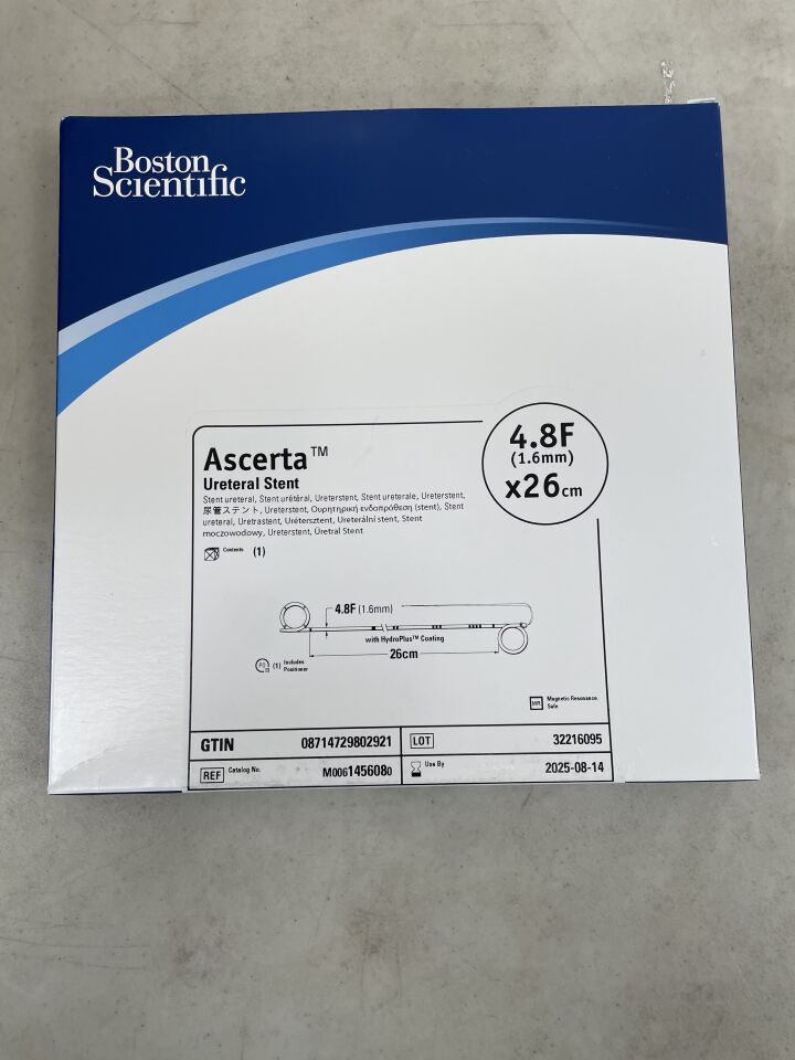 145608 - BOSTON SCIENTIFIC - Ascerta Ureteral Stent - 4.8Fr x 26cm, (BX/1) - ( Expiry Date: 2025-08-14 )