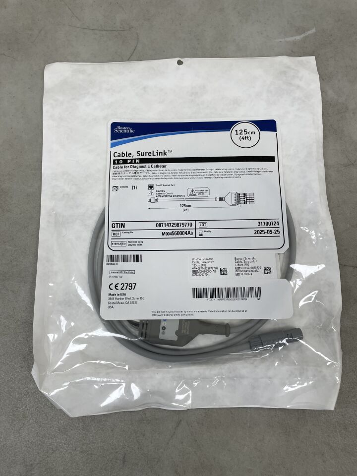 560004A - BOSTON SCIENTIFIC - SureLink Cable For Diagnostic Catheter - 10 Pin - 125cm, (EA) - ( Expiry Date: 2025-05-25 )