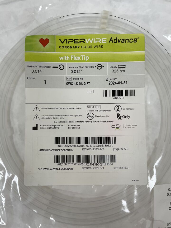 GWC-12325LG-FT - CSI - ViperWire Advance Guidewire 0.012" x 325cm, (EA) - ( Expiry Date: 2025-04-30 )