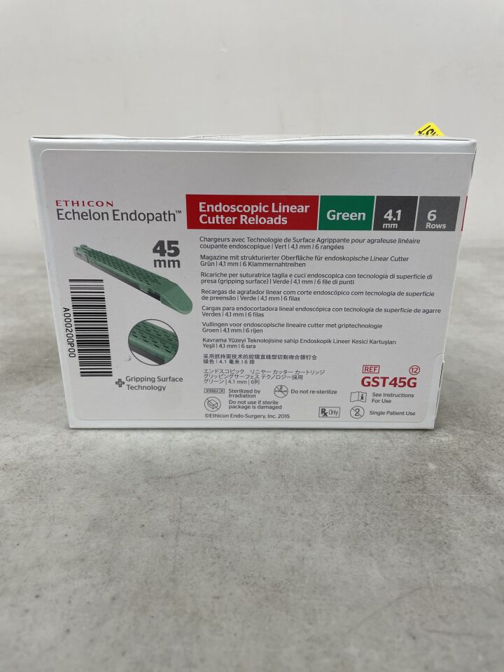 GST45G - ETHICON - Echelon Endopath Stapler Reload with Gripping Surface Technology, Green, 4.1 Open x 2 mm Closed Height, (BX/12) - ( Expiry Date: 2025-03-31 )