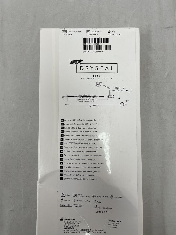 DSF1045 - GORE - DrySeal Flex Sheath with Hydrophilic Coating: 10F x 45cm, (BX/1) - ( Expiry Date: 2023-07-12 )