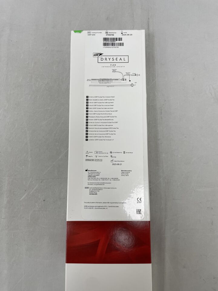 DSF1233 - GORE - DrySeal Flex Sheath with Hydrophilic Coating: 12F x 33cm, (BX/1) - ( Expiry Date: 2024-04-15 )