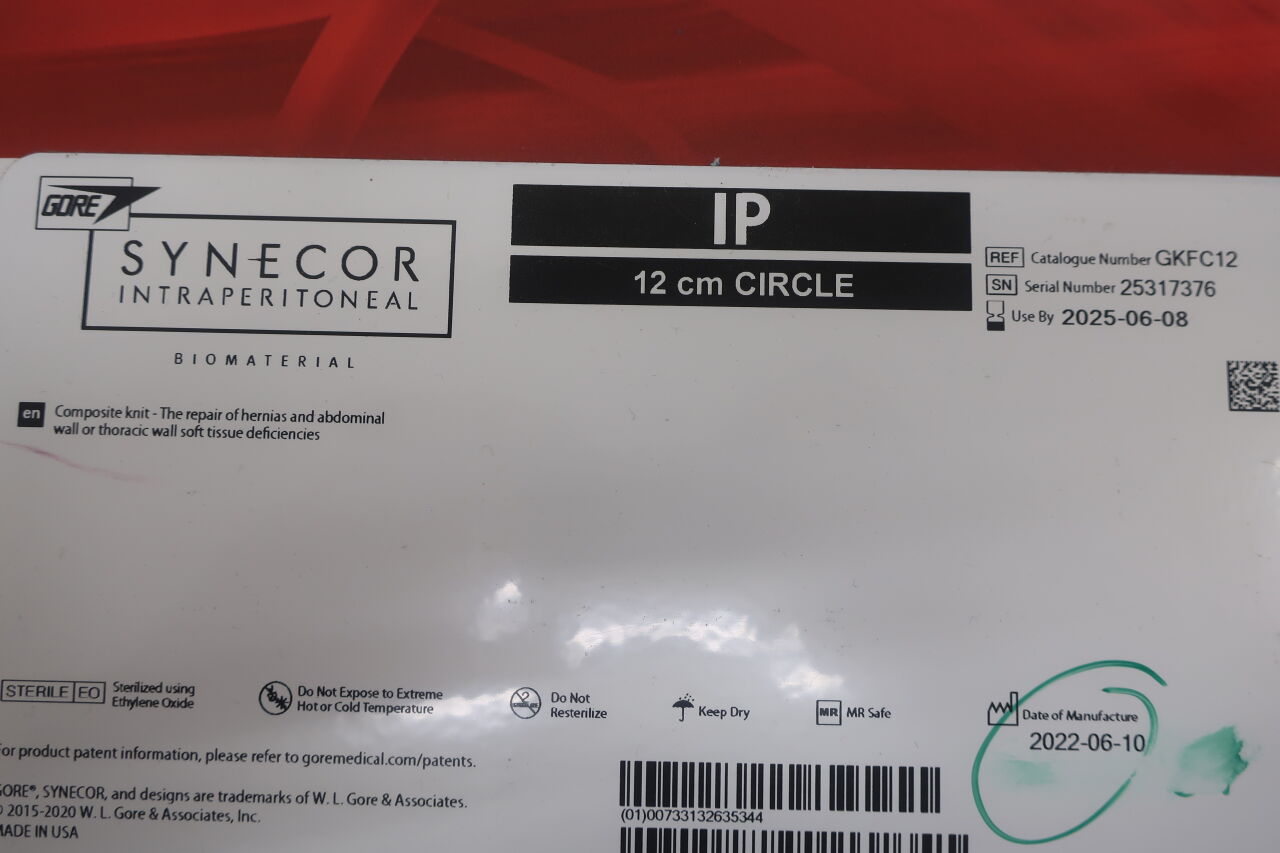GKFC12 - GORE - synecor intraperitoneal biomaterial 12cm circular, (BX/1) - ( Expiry Date: 2025-06-08 )