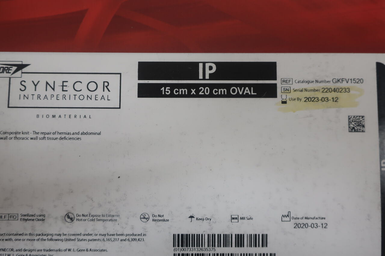 GKFV1520 - GORE - Gore Medical Synecor Intraperitoneal Biomaterial, 15 x 20 cm, (BX/1) - ( Expiry Date: 2023-03-12 )
