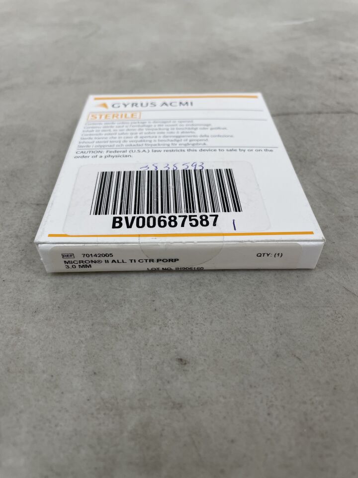 70142005 - GYRUS ACMI - Micron II All Titanium Centered Porp 3.0mm, (BX/1) - ( Expiry Date: 2024-11-01 )
