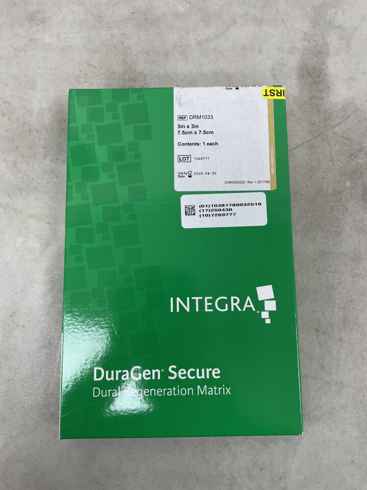 DRM1033 - INTEGRA - DuraGen Secure Dural Regeneration Matrix, 7.5 x 7.5cm, (BX/1) - ( Expiry Date: 2025-04-30 )