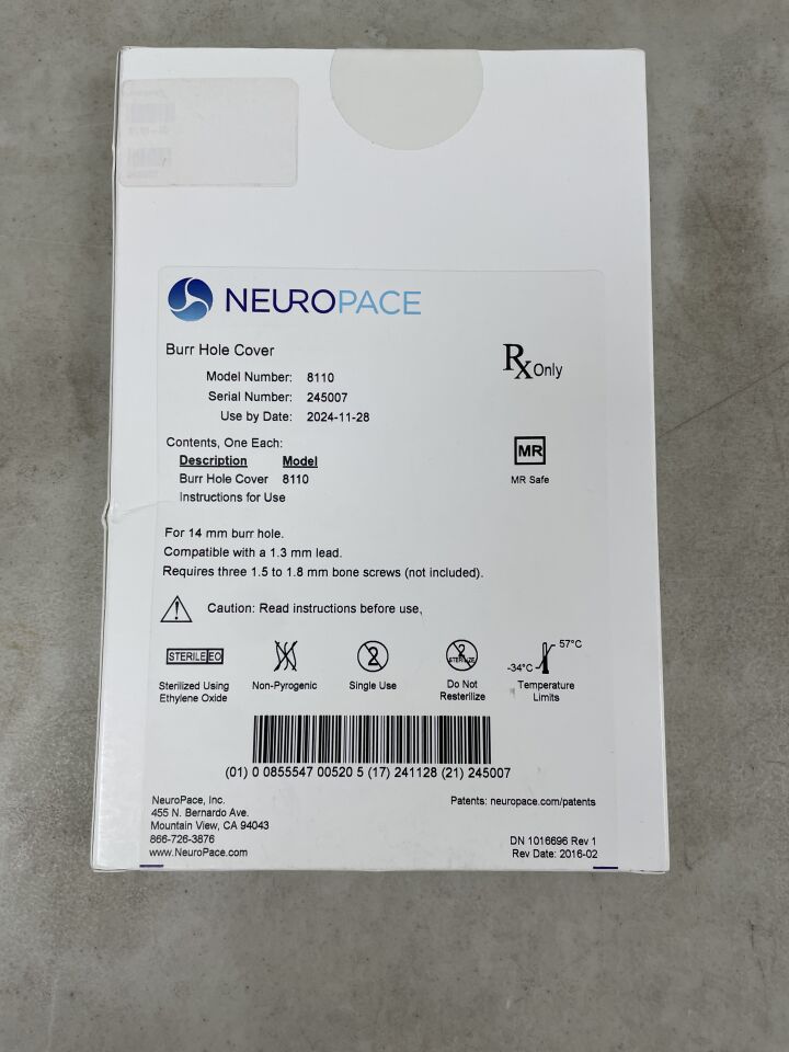 8110 - NEUROPACE - Burr Hole Cover, 14mm, (BX/1) - ( Expiry Date: 2024-11-28 )