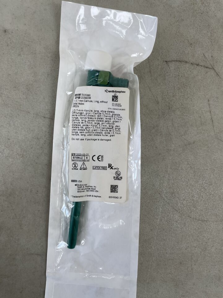 7205360 - SMITH & NEPHEW - 5.7mm Cannula, Long without Distal Holes, Green, (EA) - ( Expiry Date: 2025-05-29 )