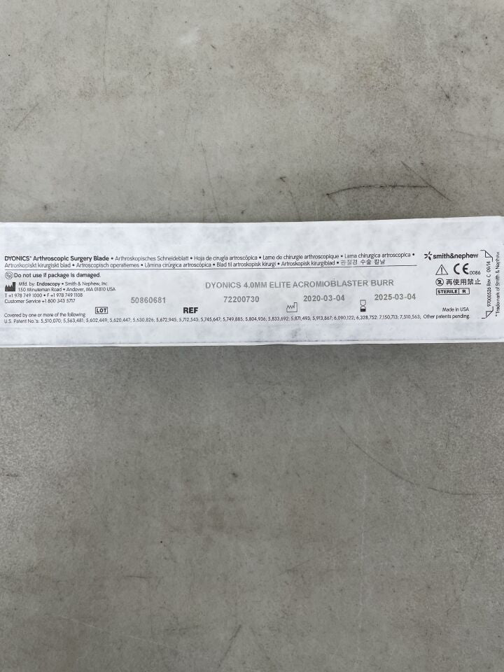 72200730 - SMITH & NEPHEW - Dyonics 4.0mm Elite Acromioblaster Burr, (EA) - ( Expiry Date: 2025-03-04 )