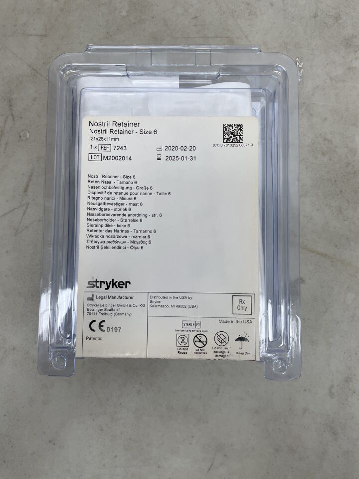 7243 - STRYKER - Nostril Retainer - Size 6, (EA) - ( Expiry Date: 2025-01-31 )