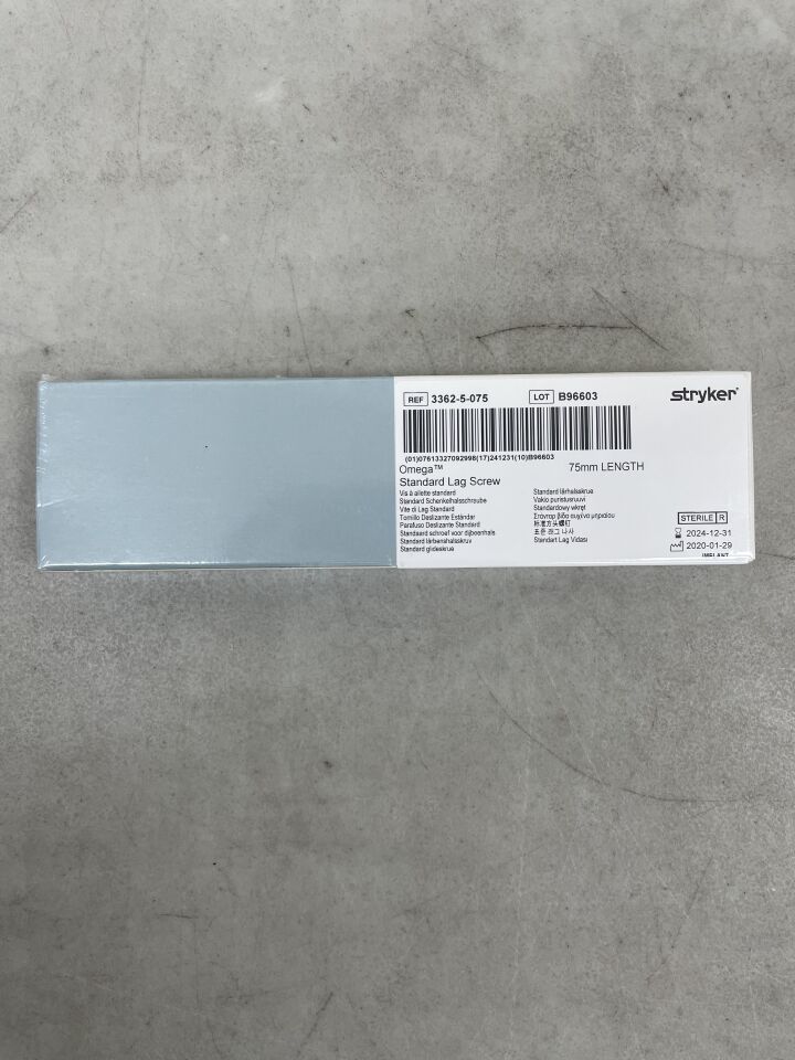 3362-5-075 - STRYKER - Omega + Plus Standard Lag Screw 13mm x 75mm, (BX/1) - ( Expiry Date: 2024-12-31 )