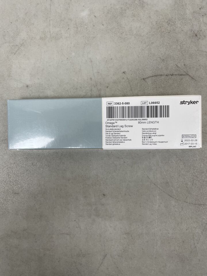 3362-5-080 - STRYKER - Omega + Plus Standard Lag Screw 13mm x 80mm, (BX/1) - ( Expiry Date: 2022-02-28 )