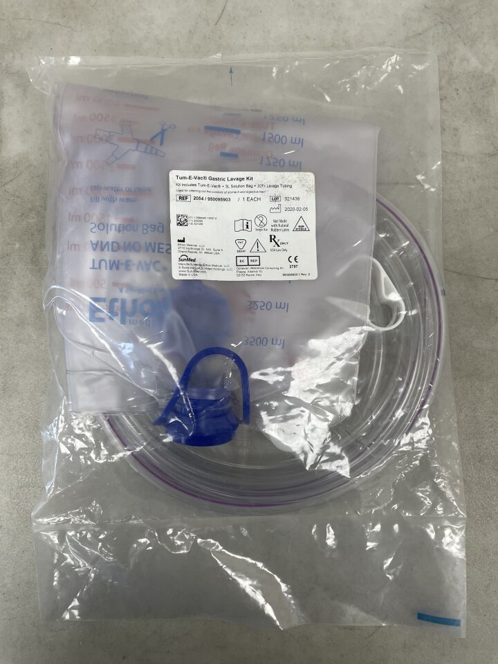 2054/950095903 - ETHOX MEDICAL - Kit de lavado gástrico Tum-E-Vac, con tubo de lavado de 32 fr y bolsa de solución de 3 l (unidad) - (Fecha de caducidad: 31/12/2099)