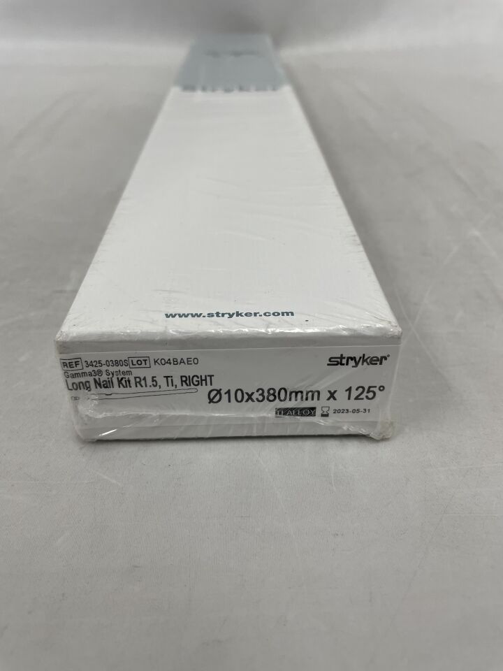 3425-0380S - STRYKER - Gamma3 System Long Nail Kit, R1.5, Ti, Right, 10 x 380mm, 125 Degree, (BX/1) - ( Expiry Date: 2025-03-31 )