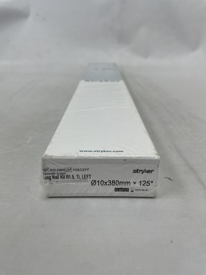 3525-0380S - STRYKER - Gamma3 System Long Nail Kit, R1.5, Ti, Left, 10 x 380mm x 125 Degree, (BX/1) - ( Expiry Date: 2025-07-31 )