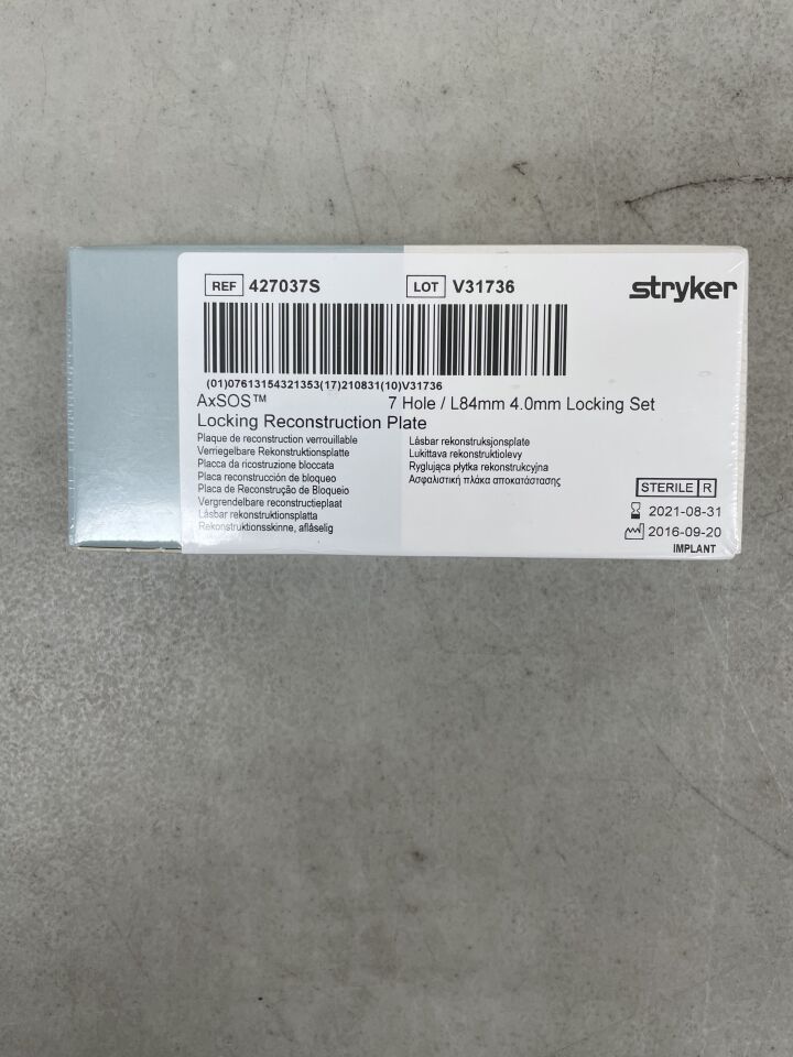 427037S - STRYKER - AxSOS Locking Reconstruction Plate, 7 Hole, 84mm, (BX/1) - ( Expiry Date: 2021-08-31 )