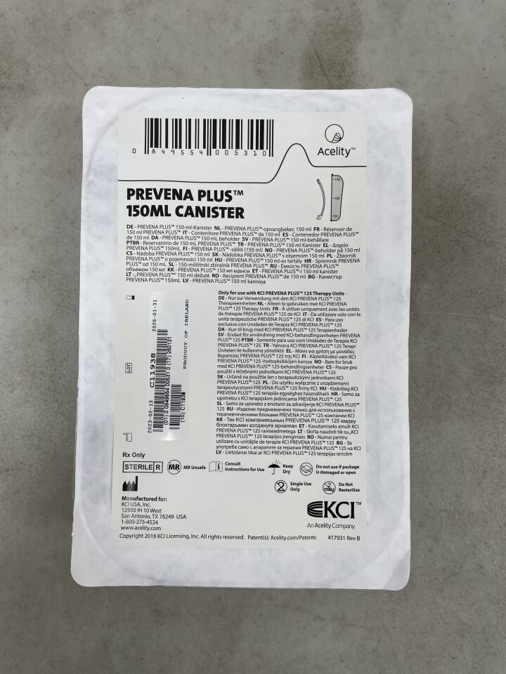 PRE4095 - KCI USA - Prevena Plus, envase de 150 ml (unidades) - (Fecha de caducidad: 31/01/2026)